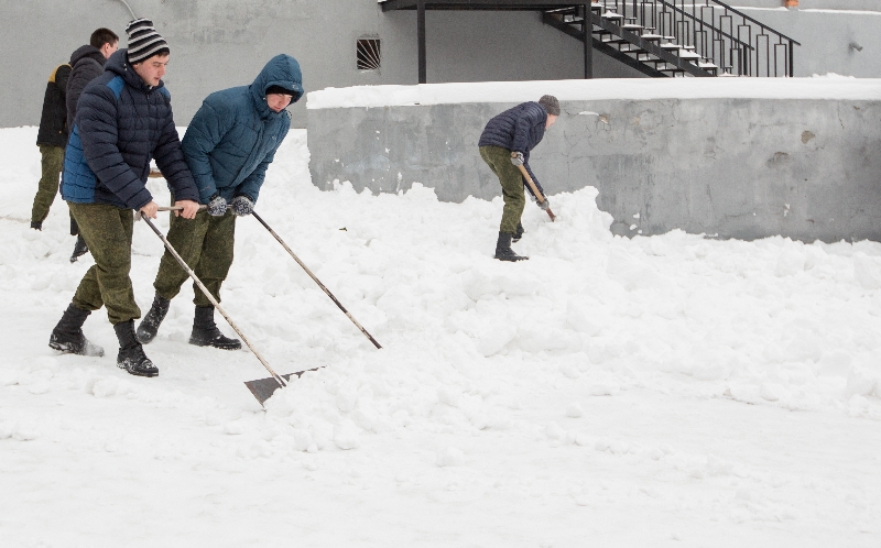 Студенты ИВО приняли участие по уборке территории после сильнейшего снегопада